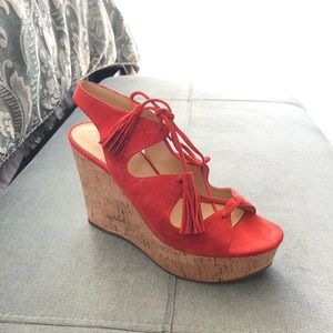 Ivanka Trump Zenia medium red suede wedge